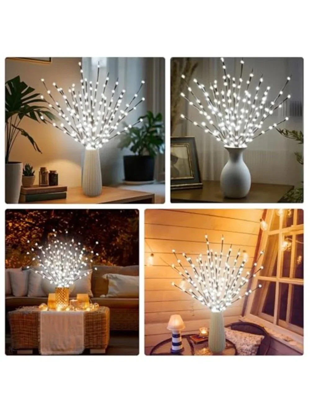 LED Lighted Branches White Twig Lights Battery Operated Vase Decor 2 Pack 30In